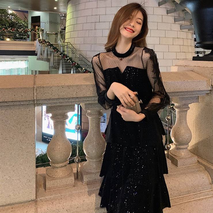 シアースリーブラッフルワンピース ■ ワンピース 入園式 ワンピ 結婚式 二次会 入学式 大人 上品 卒業式 OL レディース 春 夏 秋 冬