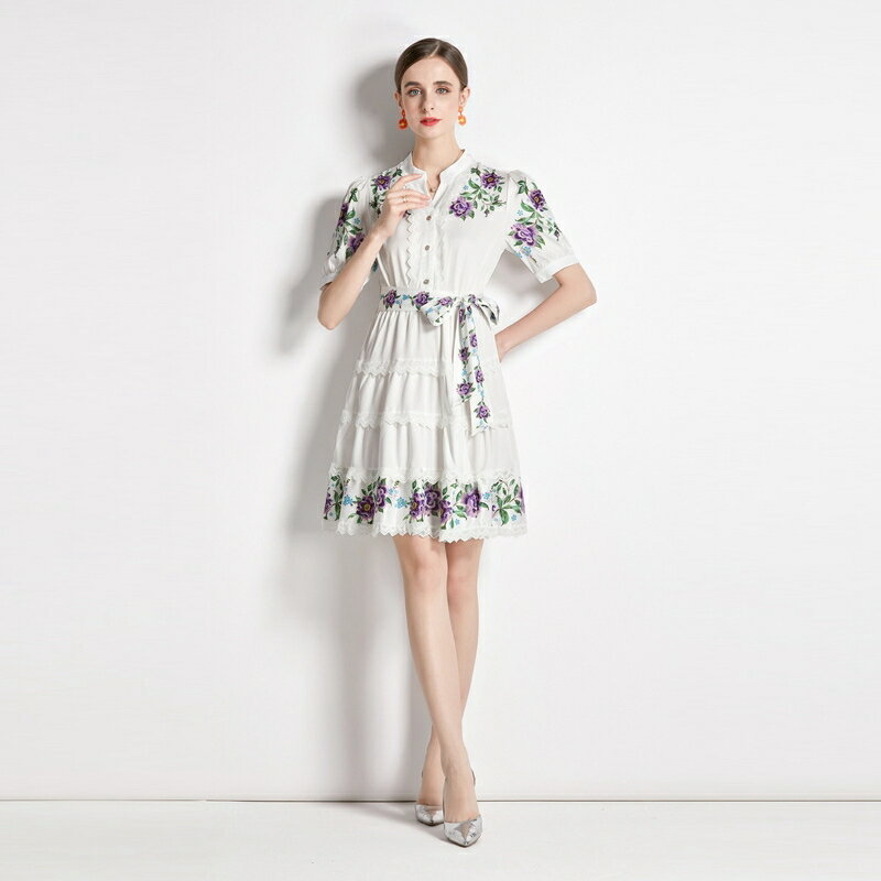 五分袖花柄ワンピース ■ ワンピース 結婚式 ドレス 結婚式 二次会 入園式 卒業式 大人 上品 入学式 OL