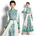 長袖スタンドカラーペイズリー柄ワンピース ■ ワンピース ワンピ 入学式 結婚式 入園式 卒業式 二次会 OL オフィス レディース 春 夏 秋 冬