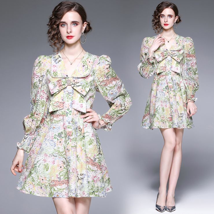 長袖パフスリーブミニ丈ワンピース ■ ワンピース ワンピ 入学式 結婚式 入園式 卒業式 二次会 OL オフィス