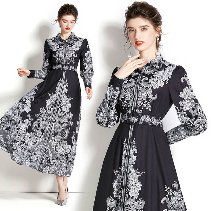 長袖オープンカラーロングワンピース ■ ワンピース 結婚式 ワンピ 二次会 入学式 入園式 卒業式 大人 上品 OL レディース 春 夏 秋 冬