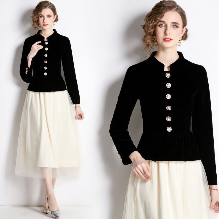 スタンドカラージャケットスーツ ■ レディース 春 夏 秋 冬
