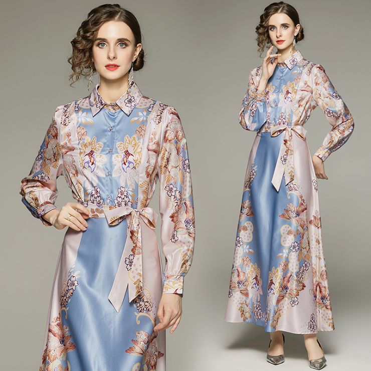 長袖タイベルト付きマキシ丈ワンピース ■ ワンピース ワンピ 入学式 結婚式 入園式 卒業式 二次会 OL オフィス レディース 春 夏 秋 冬