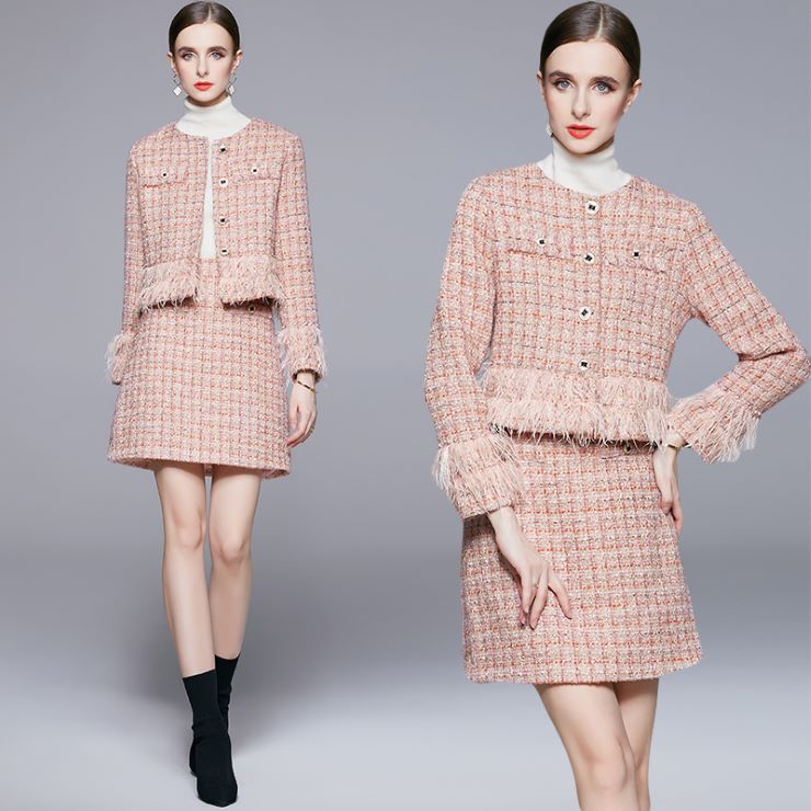 ツイードミニ丈スーツ ■ レディース 春 夏 秋 冬