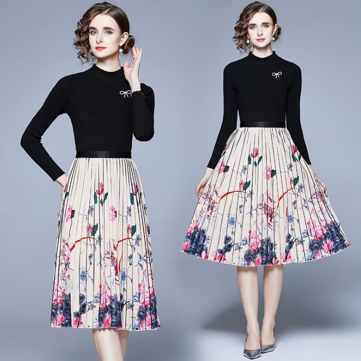 ハイネックニットプリーツスカートセット ■ カットソー Tシャツ T-shirt ティシャツ トップス レディース 春 夏 秋 冬