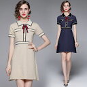 リボン付きトリコロールカラーミニワンピ ■ ワンピース 入園式 ワンピ 結婚式 二次会 入学式 大人 上品 卒業式 OL レディース 春 夏 秋 冬