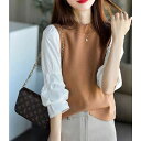 レイヤード風ニットベスト ■ ニット Knit トップス セーター Sweater レディース 春 夏 秋 冬