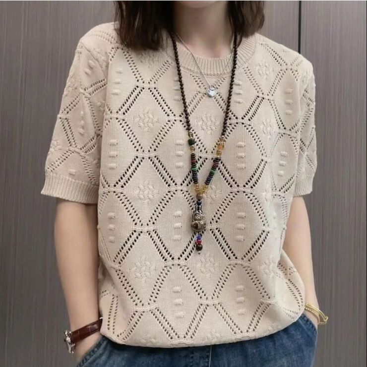Rakuten - 五分袖サマーニット ■ ニット Knit トップス セーター Sweater
