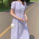 シャーリングパフスリーブワンピース ■ ワンピース ワンピ 入学式 結婚式 入園式 卒業式 二次会 OL オフィス