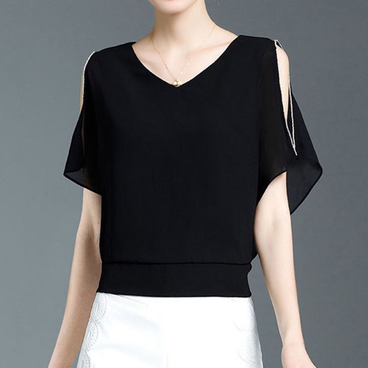 スリット袖シフォンブラウス ■ ブラウス シャツ ブラウス セレブ オフィス blouse OL 通勤 トップス かわいい 大人