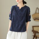 パフスリーブ刺繍ブラウス ■ ブラウス シャツ セレブ オフィス blouse OL トップス 通勤 かわいい 大人