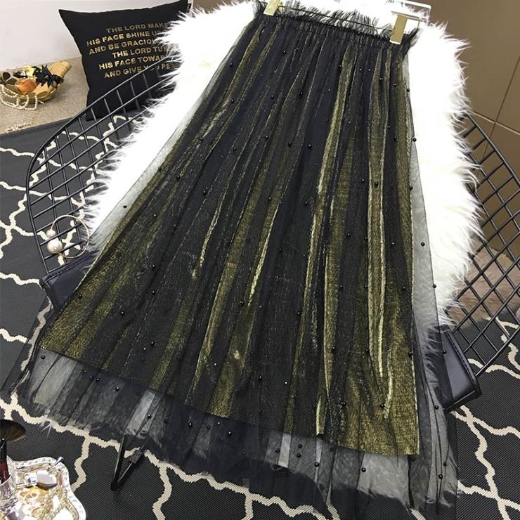 Rakuten - フレアビーズチュールスカート ■ スカート すかーと Skirt スカート ミディアム 膝丈 ひざ丈 膝上 ひざ上 膝下 ひざ下