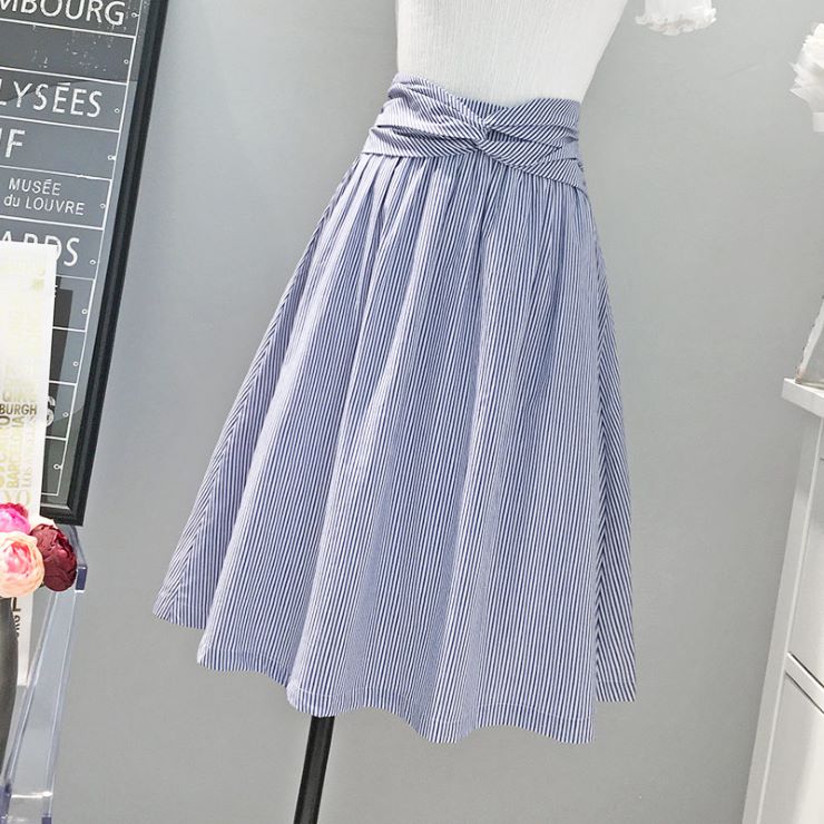 Rakuten - ウエスト切替ストライプスカート ■ スカート すかーと Skirt スカート ミディアム 膝丈 ひざ丈 膝上 ひざ上 膝下 ひざ下