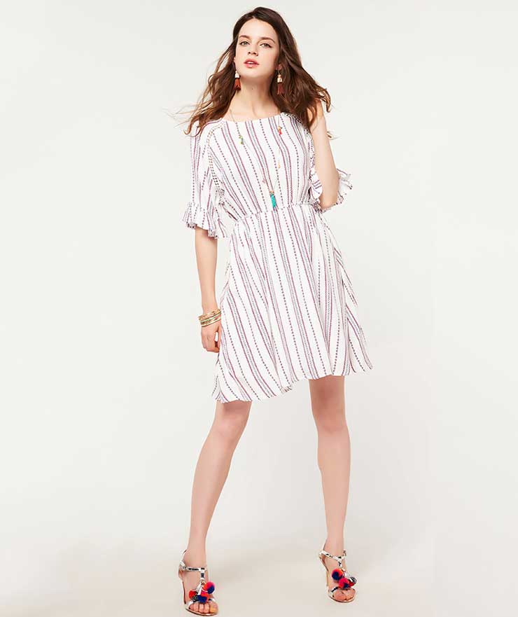 デイリーに着たい着心地抜群のアイテム☆エスニック調フレアワンピース■ワンピース結婚式ドレス結婚式二次会入園式卒業式大人上品入学式OLレディースミディアム丈5分袖?7分袖柄物春夏秋冬【8000円以上送料無料】