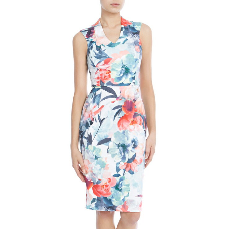 カラフルフラワープリントのタイトワ...