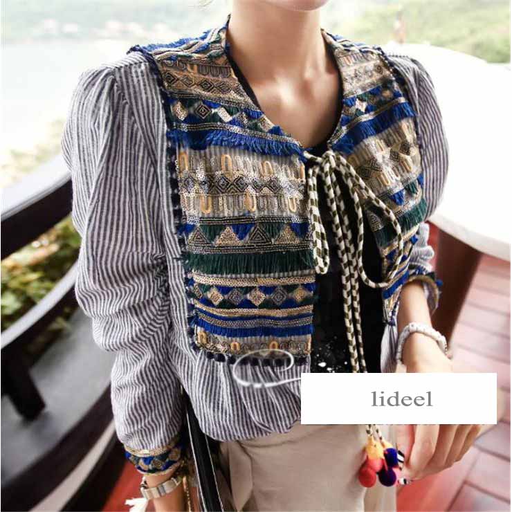 刺繍入りシャツカーディガン ■ ? レディース 5分袖・7分袖 春 夏 秋 冬