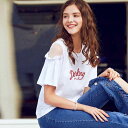 肩あき英字ロゴカットソー ■ カットソー Tシャツ T-shirt ティシャツ トップス