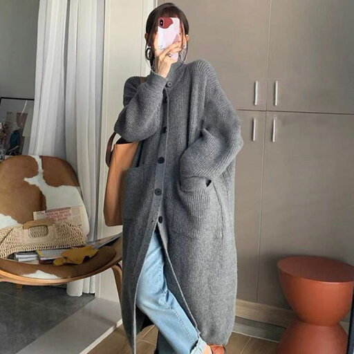 ニットロングコーディガン ■ コート コート ロング ロング丈 レディース 春 夏 秋 冬