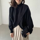 ハイネックフロントクロスデザインニット ■ レディース 春 夏 秋 冬