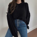 ドロップショルダールーズニット ■ ニット Knit トップス セーター Sweater レディース 春 夏 秋 冬