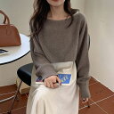 ショート丈ニットセーター ■ ニット Knit トップス セーター Sweater レディース 春 夏 秋 冬