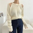 ショルダースリットニット ■ ニット Knit トップス セーター Sweater レディース 春 夏 秋 冬