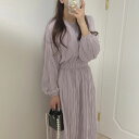 シャーリング長袖ワンピース ■ ワンピース ドレス ドレス 二次会 結婚式 大人 上品 入園式 卒業式 入学式 OL