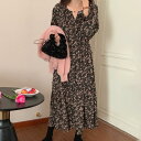 フラワープリントシフォンワンピース ■ ワンピース ワンピ 入学式 結婚式 入園式 卒業式 二次会 OL オフィス