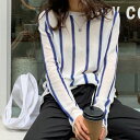 ストライプシアーサマーニット ■ ニット Knit トップス セーター Sweater