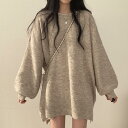 ボリューム袖チュニック ■ ニット Knit トップス セーター Sweater
