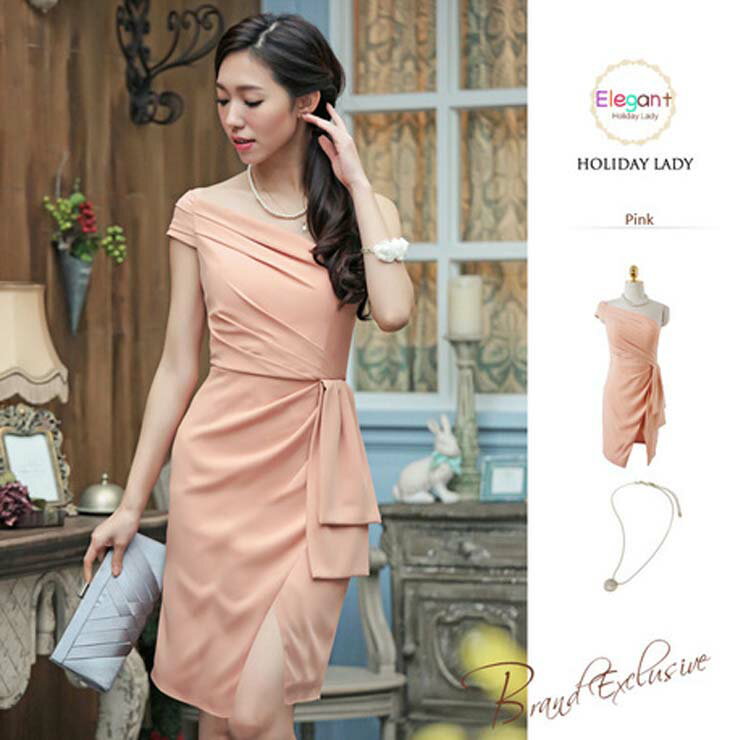 ワンショルダースリットタイトドレス ■ パーティードレス ワンピース 結婚式 披露宴 卒業式 入学式 発表会 二次会 フォーマル 20代 30代 40代 大人 レディース 春 夏 秋 冬