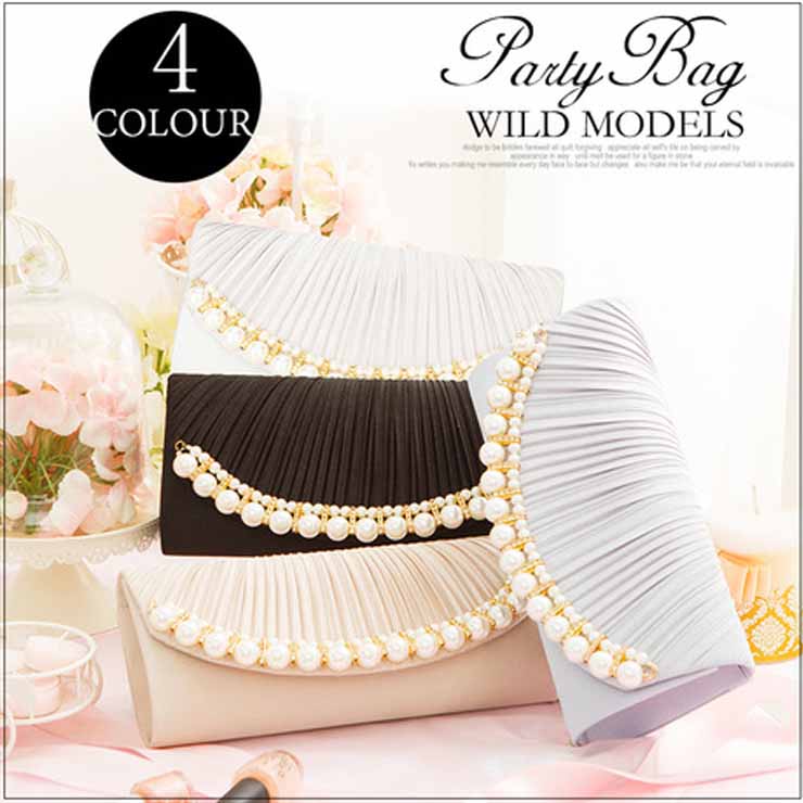 プリーツ×大粒パールクラッチバッグ ■ パーティーバッグ クラッチバッグ バッグ Bag ショルダーバッグ パーティバッグ クラッチバッグ 結婚式 二次会 2次会 パーティー レディース レデイス 女性用 春夏秋冬 おしゃれ かわいい 大人 パーティードレス ドレス フォーマル lideel-12457664 lideel リデール パッケージ画像