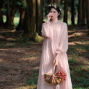 シフォンギャザーワンピース ■ ワンピース ワンピ 入学式 結婚式 入園式 卒業式 二次会 OL オフィス レディース ロング丈 長袖 秋 冬