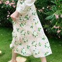 花柄模様シルクスカート ■ スカート すかーと Skirt スカート ミディアム 膝丈 ひざ丈 膝上 ひざ上 膝下 ひざ下 レディース 10分丈 ひざ下 ロング丈 春 夏 秋 冬