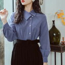 アシンメトリーブラウス ■ ブラウス シャツ blouse OL オフィス セレブ トップス 通勤 かわいい 大人 レディース 長袖 無地 秋 冬