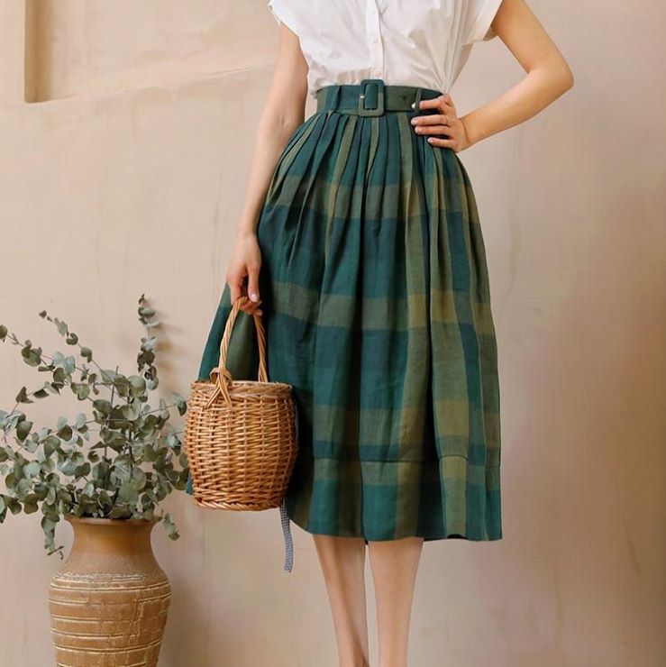 チェックフレアスカー ■ スカート すかーと Skirt スカート ミディアム 膝丈 ひざ丈 膝上 ひざ上 膝下 ひざ下 レディース 5分丈 ひざ丈 ミディアム丈 Aライン フレア 春 夏 秋 冬