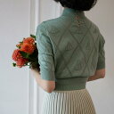 ハイネックニットトップス ■ レディース 半袖 春 夏 秋 冬