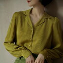 ストライプシャツブラウス ■ ブラウス シャツ blouse OL オフィス セレブ トップス 通勤 かわいい 大人 レディース 長袖 無地 ストライプ 秋 冬