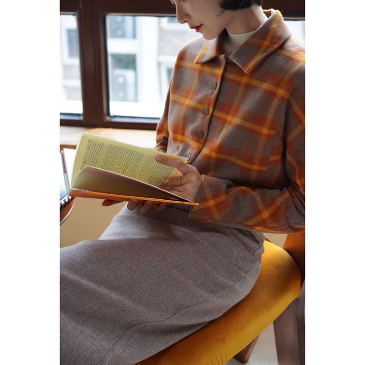 格子柄タイトジャケット ■ レディース ショート丈 柄物 春 夏 秋 冬