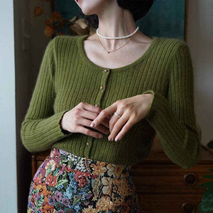 クラシカルニットカーディガン ■ カーディガン カーデガン カーディガン・ボレロ Cardigan トップス トッパー 羽織り ニット レディース ミディアム丈 長袖 秋 冬
