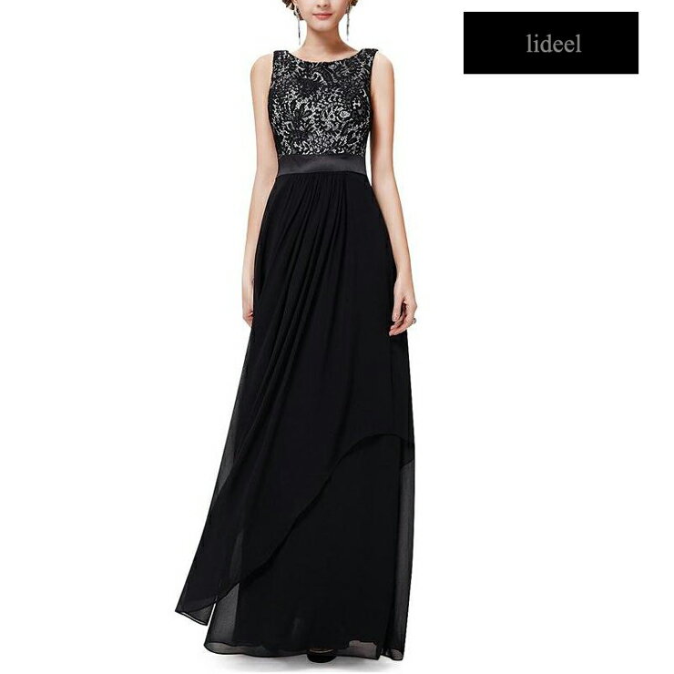 エレガントレースのロングワンピース ■ パーティードレス ワンピース 結婚式 披露宴 卒業式 入学式 発表会 二次会 フォーマル 20代 30代 40代 大人