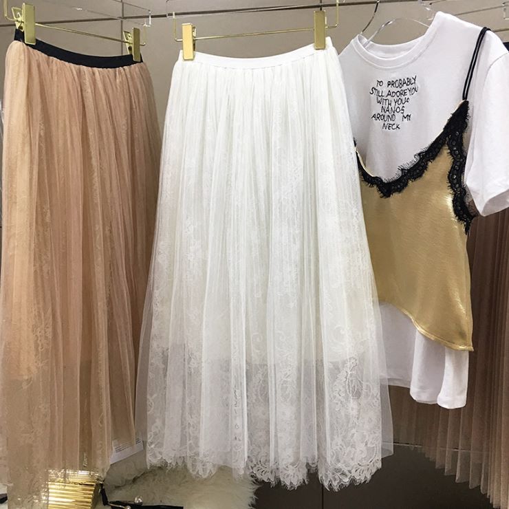 Rakuten - レースチュールスカート ■ スカート すかーと Skirt スカート ミディアム 膝丈 ひざ丈 膝上 ひざ上 膝下 ひざ下
