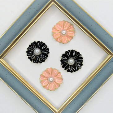 フラワーカボション メタルパーツ 菊 和花 二重花 ビジュー カボション センターパーツ リボン アクセサリー 立体パーツ デコ素材 ハンドメイド シンプル デイジー 可愛い