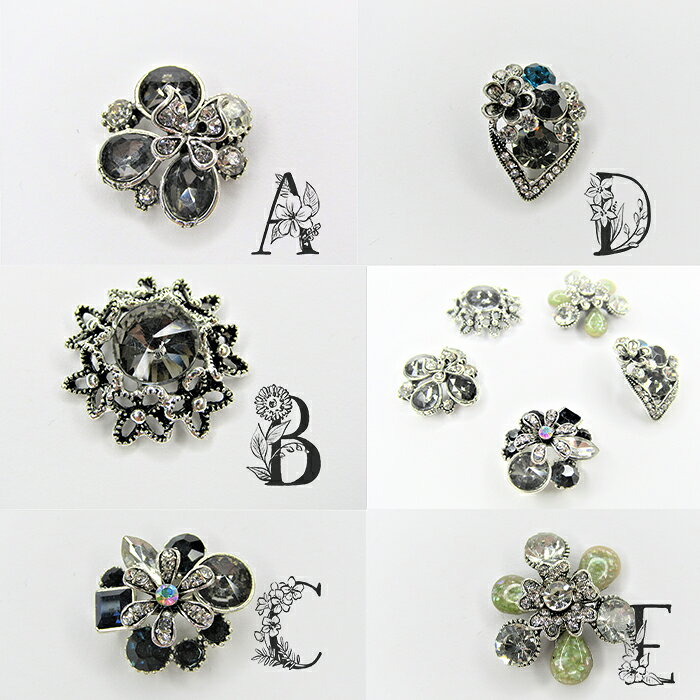 シックなシルバーパーツ ダーク系 デコ センターパーツ リボン アクセサリー メタ...