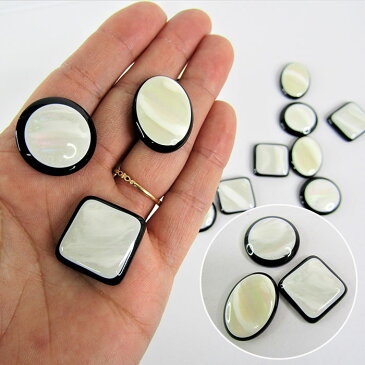 シェル加工 センターパーツ オーロラ 貼り付け カボション ピアス イヤリング アクセサリー リボン デコパーツ 丸 四角 楕円 シンプル カジュアル パーツ