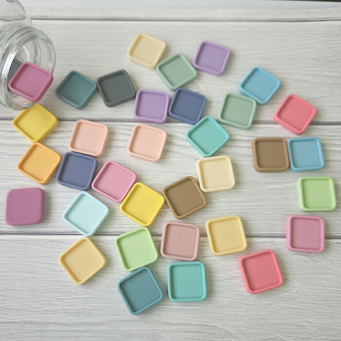 プラ カラー ミール皿 四角 2個入 全20色 サークル 推し活 ハンドメイド ワークショップ 溝 カボション 土台 スクウェア