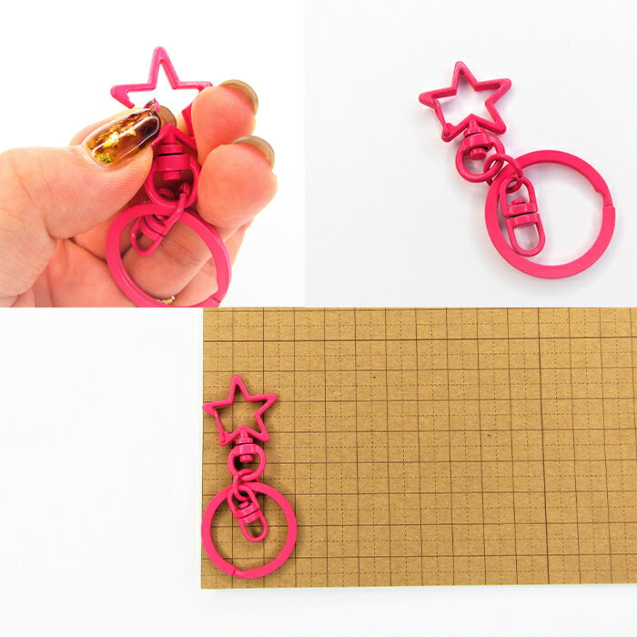 星のナスカン バックチャームに最適 ナスカン ポップなカラー 13色 キーホルダー 推しカラー 360度回転 mix カラー スター 二重カン ナスカン