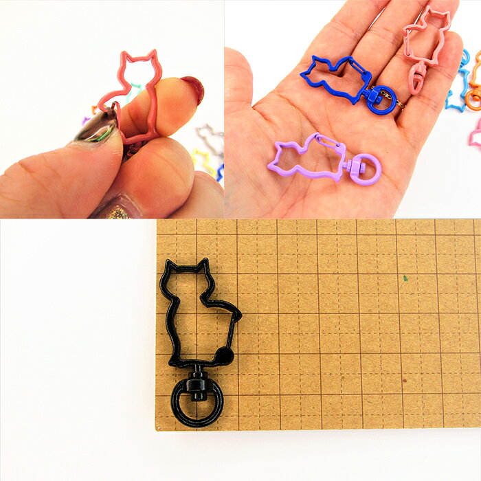 【1個販売】ネコ ナスカン 13色 かわいい キーホルダー オリジナル 猫 回転 1個 lieben-10000953 ハンドメイドパーツ・雑貨 Lieben サンプル画像3