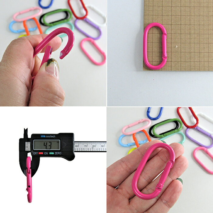 カラビナ 楕円 長型円 【1個販売】 カラフル カラー ナスカン カニカン キーホルダ...