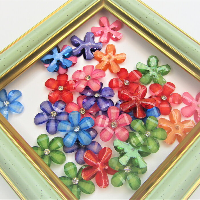 乐天商城 - フラワーカボション 可愛い5枚花 貼り付け 封入 パーツ デコ プラパーツ ハンドメイド キッズアクセサリー DIY デコレーション